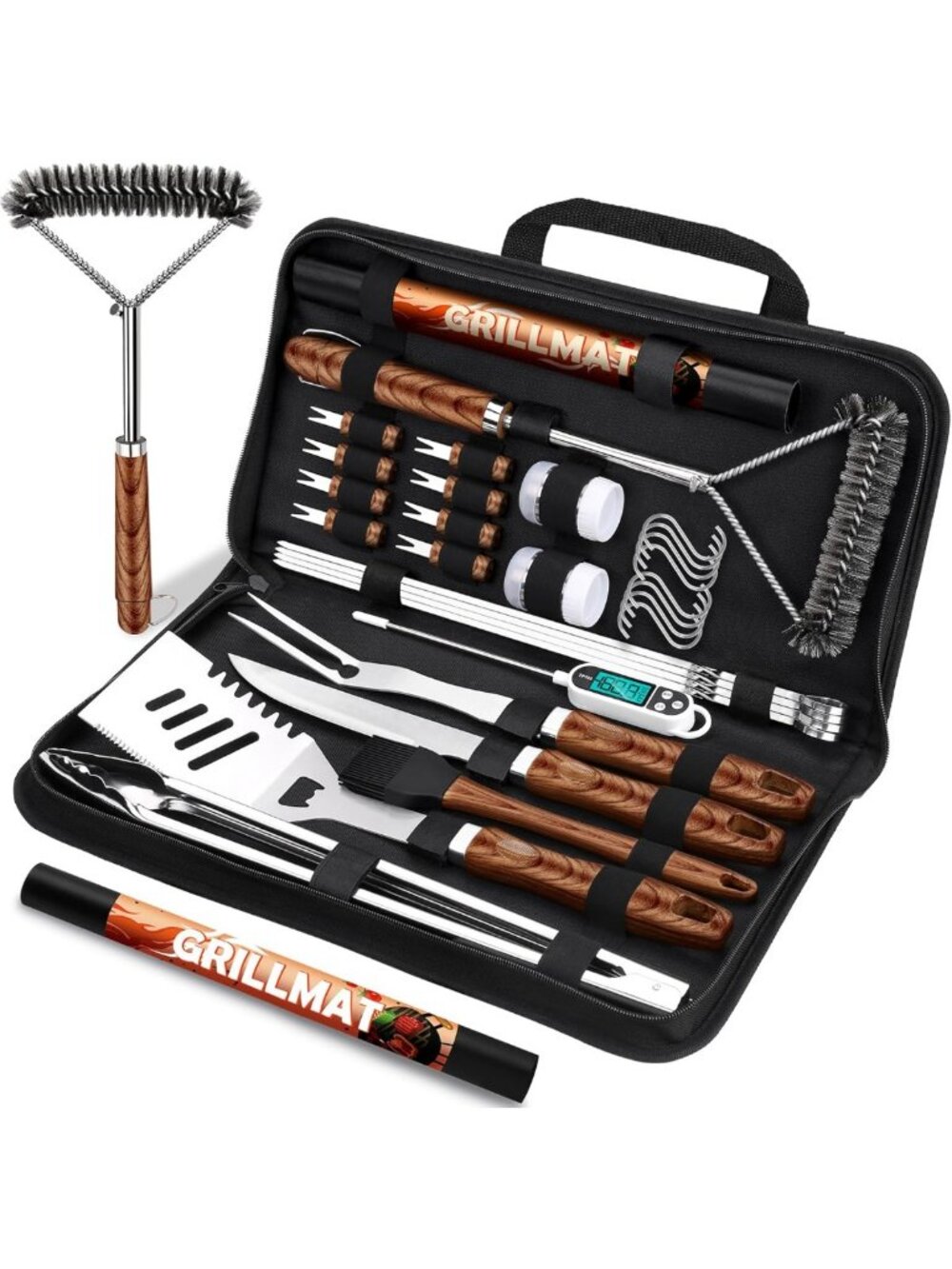 31pcs BBQ Grill Accessories Set - Heavy Duty Stainless Steel Tools & Mats
